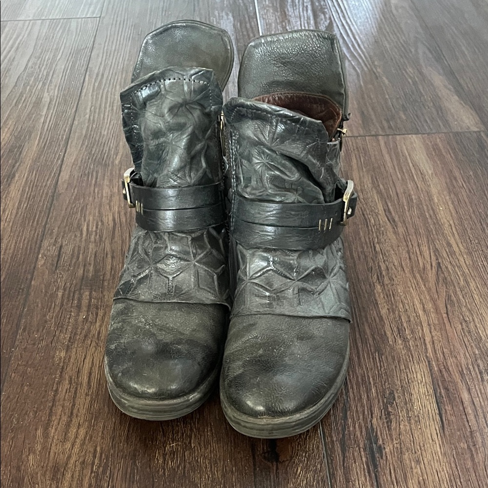 AS 98 Black Leather Ankle Boots